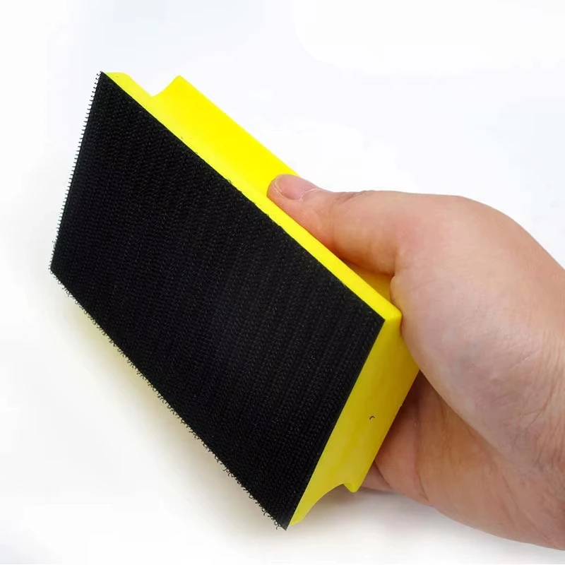 Manueller Schleifblock, Pu-Schleifpad, 71 x 120 mm, Polierpad, hintere Hakenschlaufe, Schleifblock zum Schleifen von Holz