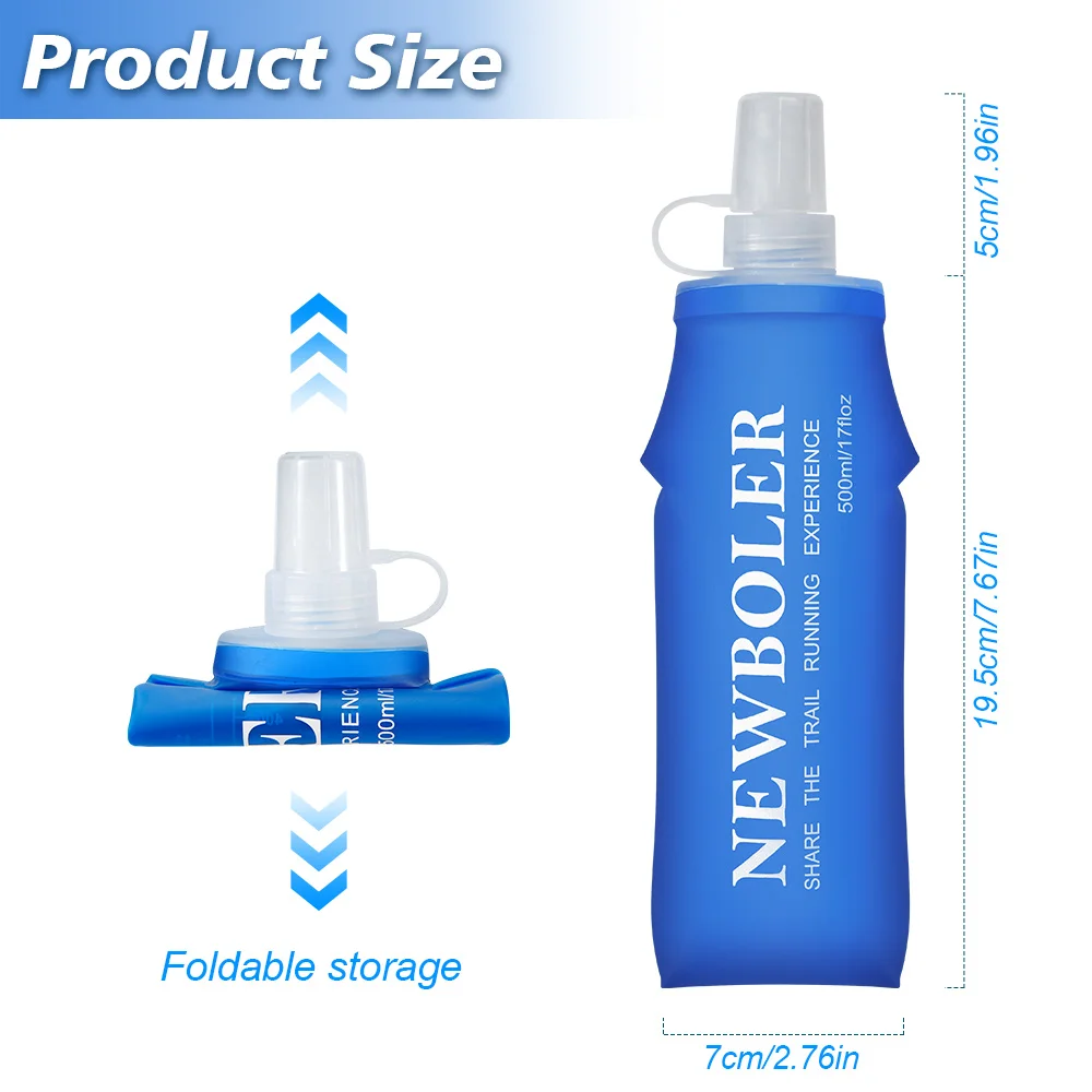 NEWBOLER 250 ml 500 ml Wasserflasche, TPU, faltbar, weiche Flasche, Sport-Wasserflasche, Wasserbeutel, zusammenklappbare Wasserflasche, Laufen, Camping – Detail 6