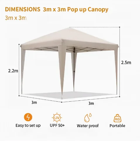Summer Square Four-Corner Manual Folding Tent 12kg Iron Hollow Frame 3x3 Outdoor Sunscreen Rainproof Awning Belt No Layers