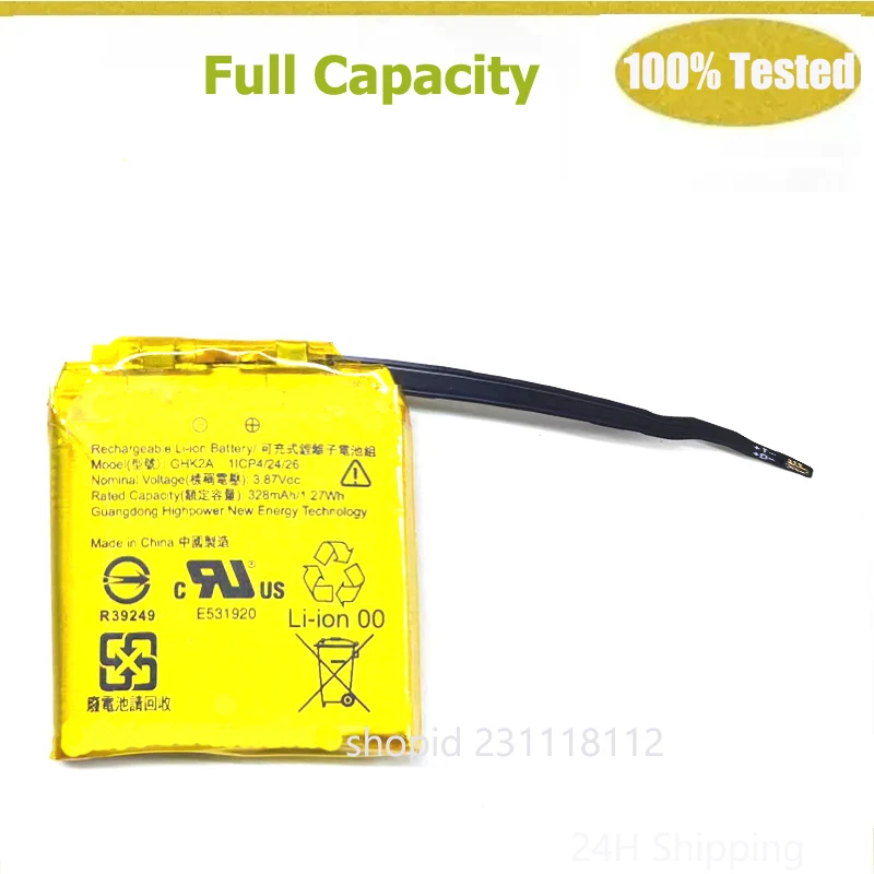 

Совершенно новый литий-ионный полимерный аккумулятор GHK2A для Google Fitbit Smartwatch 3,87 В постоянного тока 328 мАч + бесплатные инструменты