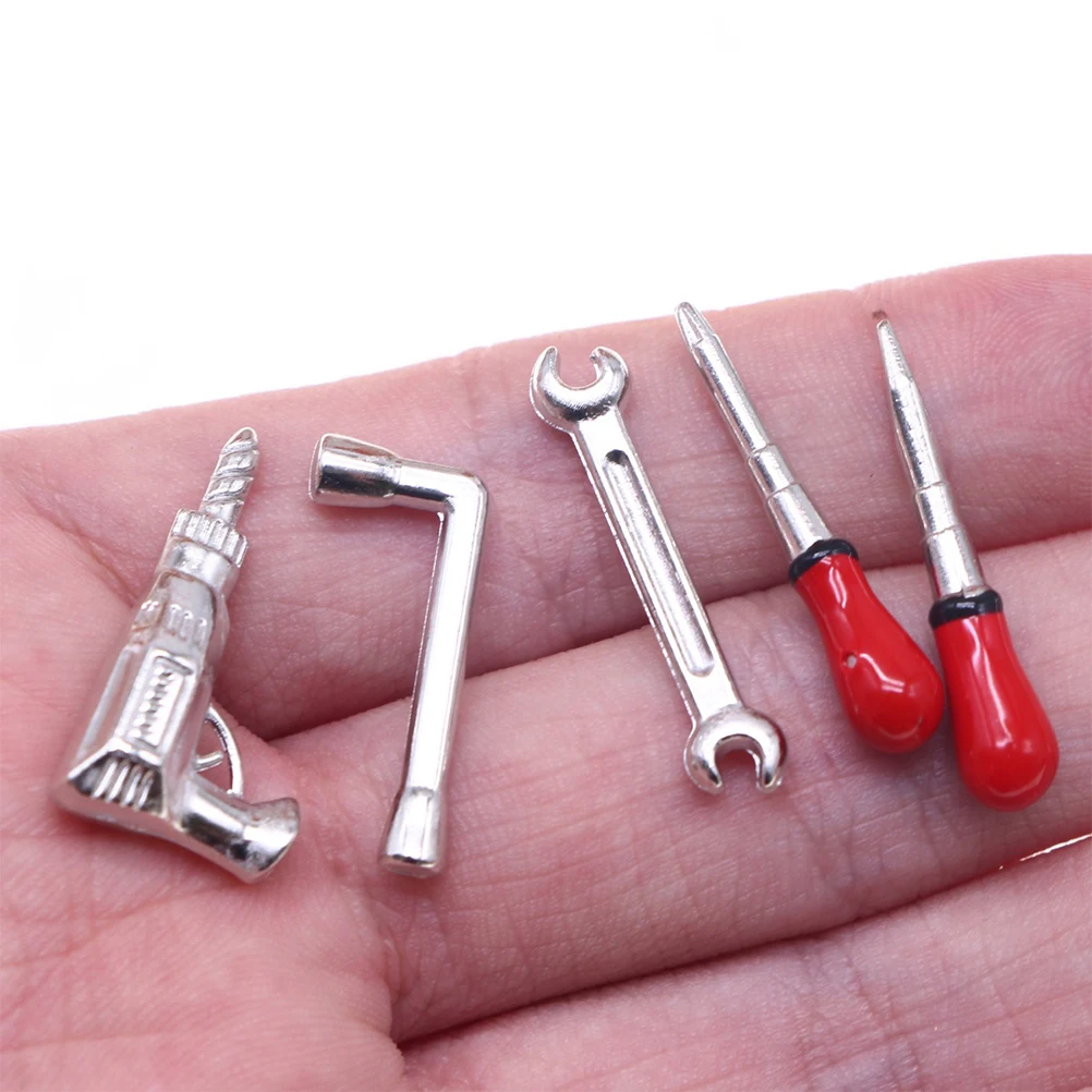 

5 Pcs Children's Toy Tools Miniature Kit Pretend Play Dollhouse Items Alloy Maintenance Work Toys