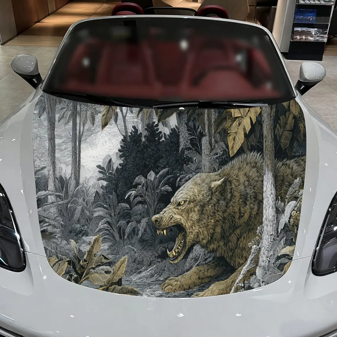 Powerful Wolf Car Hood Stickers - Self-Adhesive, Waterproof and Durable Vinyl Wrap, Decorate And Protect Your Car - The Gift For