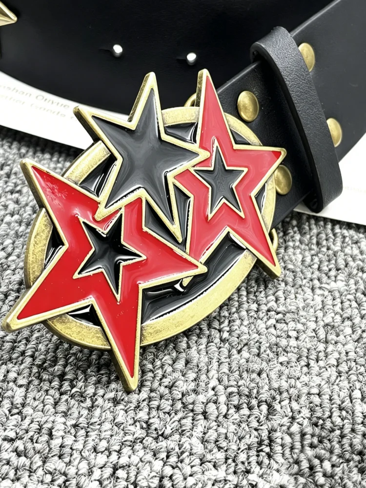 Modischer Hip-Hop Y2K Retro Sternschnallengürtel, Stilvolles Accessoire für Jeans, Unisex-Gürtel für Männer und Frauen, Trendiger Modegürtel – Detail 4