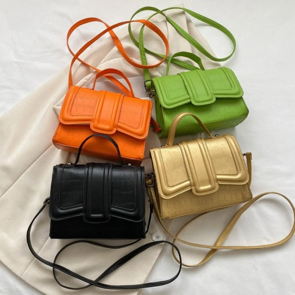 Casual Korean Style Vintage Square Bag PU Candy Color Y2K Single Shoulder Bag Handbags Ins Crossbody Sling Bag Women