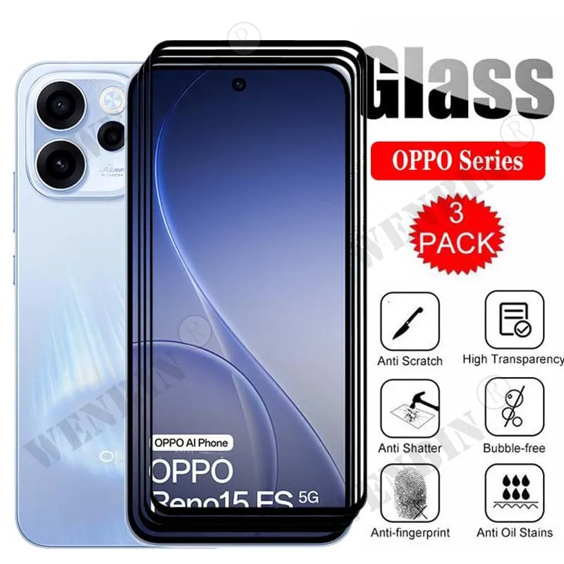 

3 шт. закаленное стекло для OPPO Reno 15 FS 14 15 Pro, защитное стекло для экрана, полностью защитное стекло