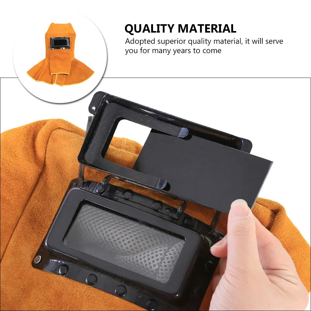 

1pc Welding Shawl Cap Cowhide Welder Hat Flame Retardant Protective Head Cover Breathable Safety Working Cap For Labor