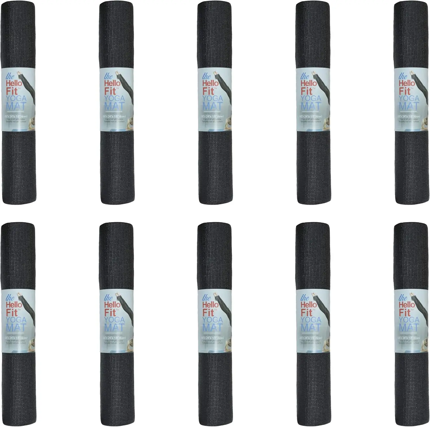 Fitness and Stretching, Non Toxic PVC Yoga Mats, Assorted Colors, 10-Pack, Non Slip, 4mm Thick