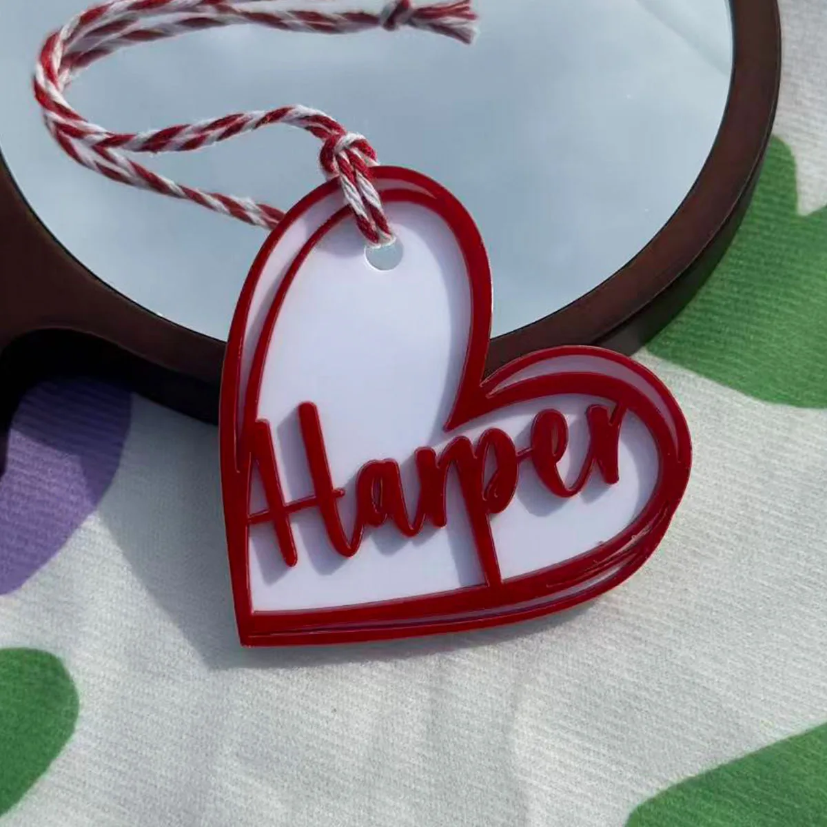 Custom Name Acrylic Heart Ornaments For Women Men Personalized Letters Double Layer Exquisite Valentine's Day Gift Decoration