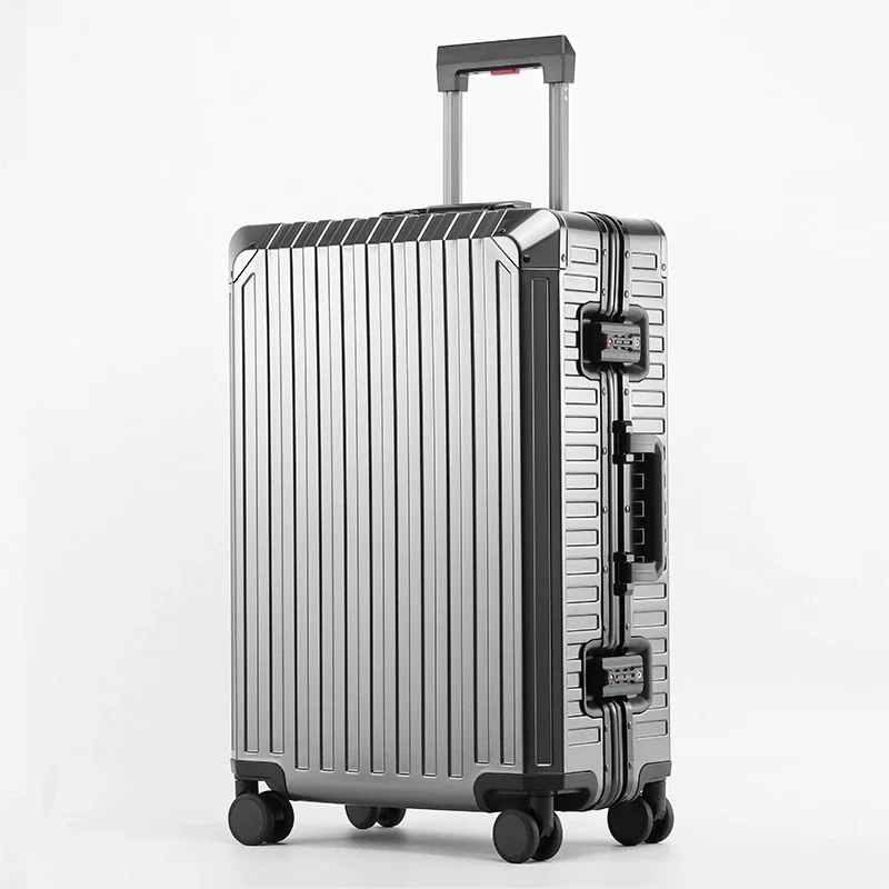 Unisex All Aluminum 20“24\'\'26\'\'29 Inch Alloy Travel Suitcase New Trolley Case Rolling Universal Luggage On Mute Wheels Boarding