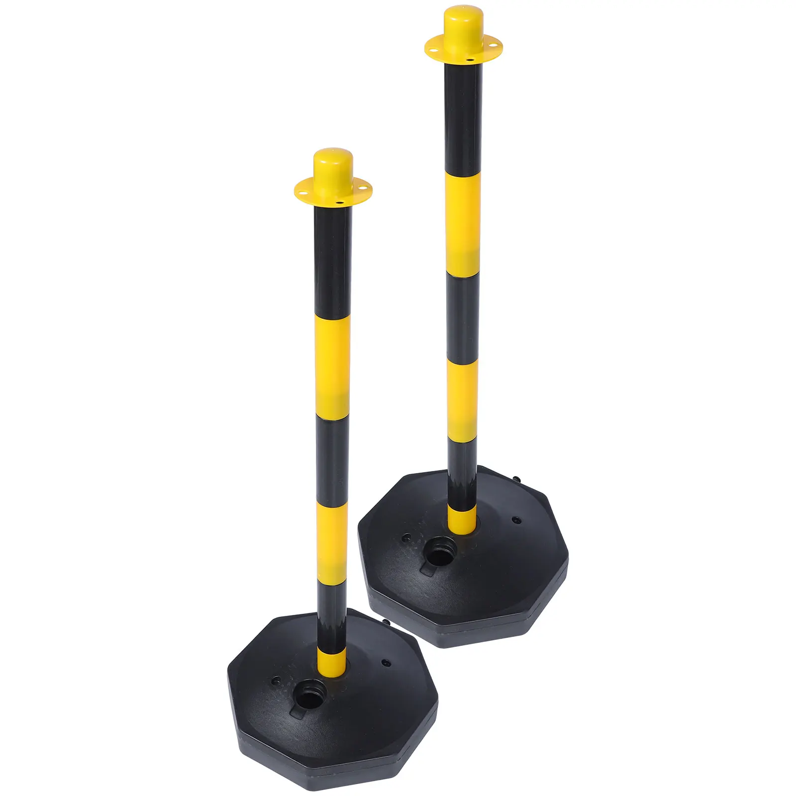 2Pcs Water Injection Warning Columns Safety Cones Plastic Bollard Traffic Delineator Garage Parking Assist Yellow Barrier