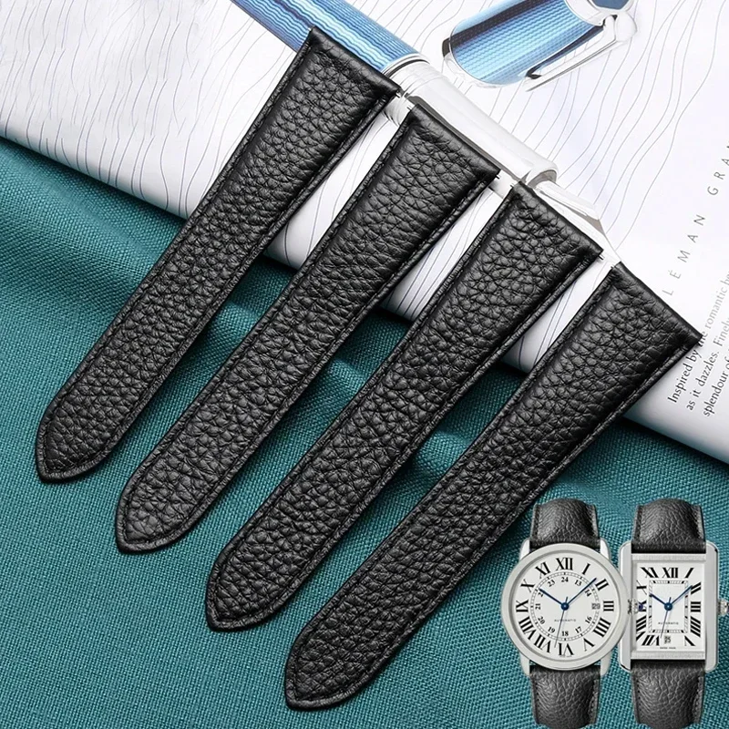 ل كارتييه تانك لندن سولو سلسلة WSTA0029 WSTA0030 حزام من الجلد 23 مللي متر للرجال والنساء حزام جلد الليتشي 20 22 23 25 مللي متر