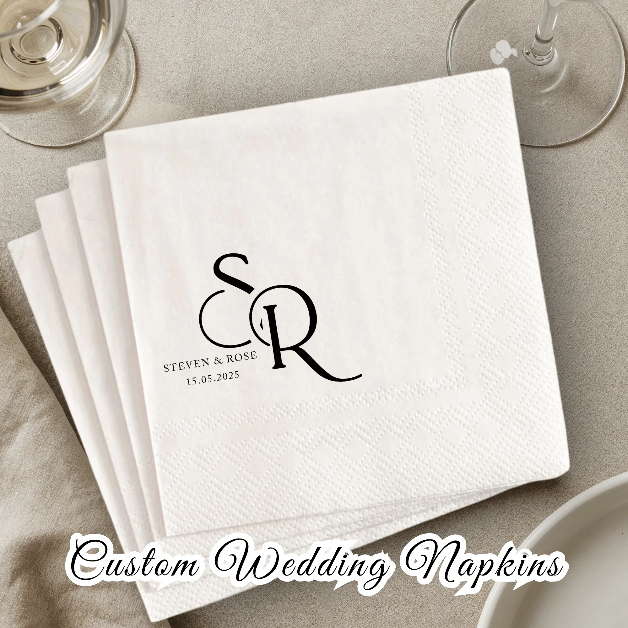 

Personalized Paper Napkins for Wedding Custom Napkins of Your Text 50pcs Disposable Napkins,for Cocktail Party Hen Party Deco