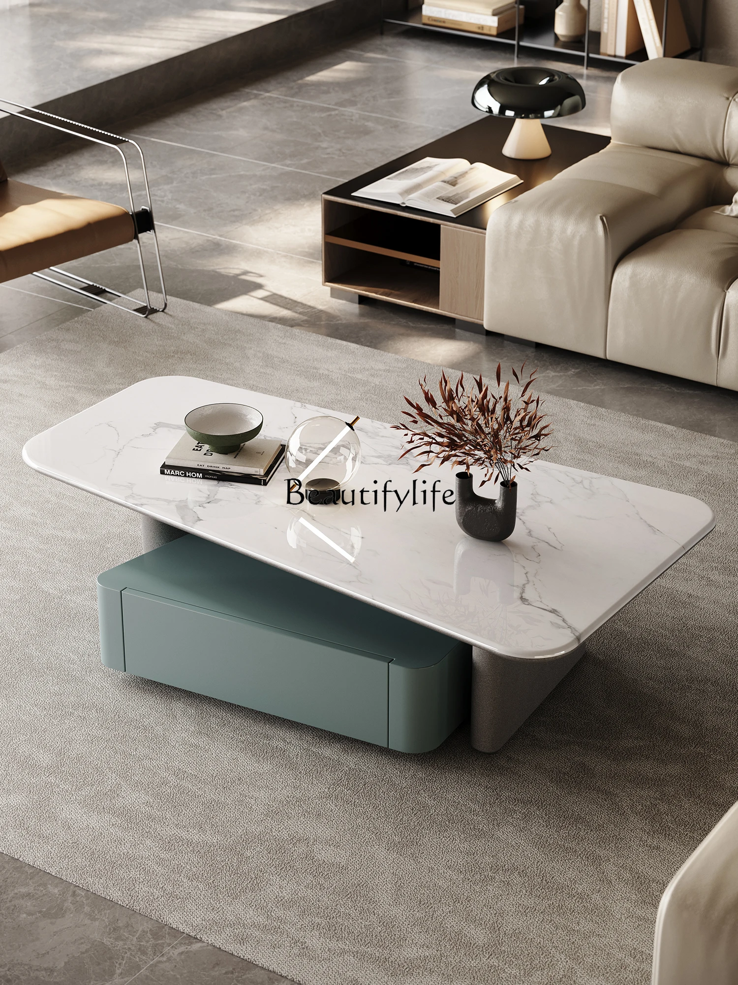 

Italian light luxury household small apartment modern simple geometric coffee table special-shaped high-end sense