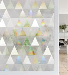 Window Film Rainbow Window Cling 3D Decorative Window Vinyl Stained Glass Window Covering Non-Adhesive Film Sun UV Blocking