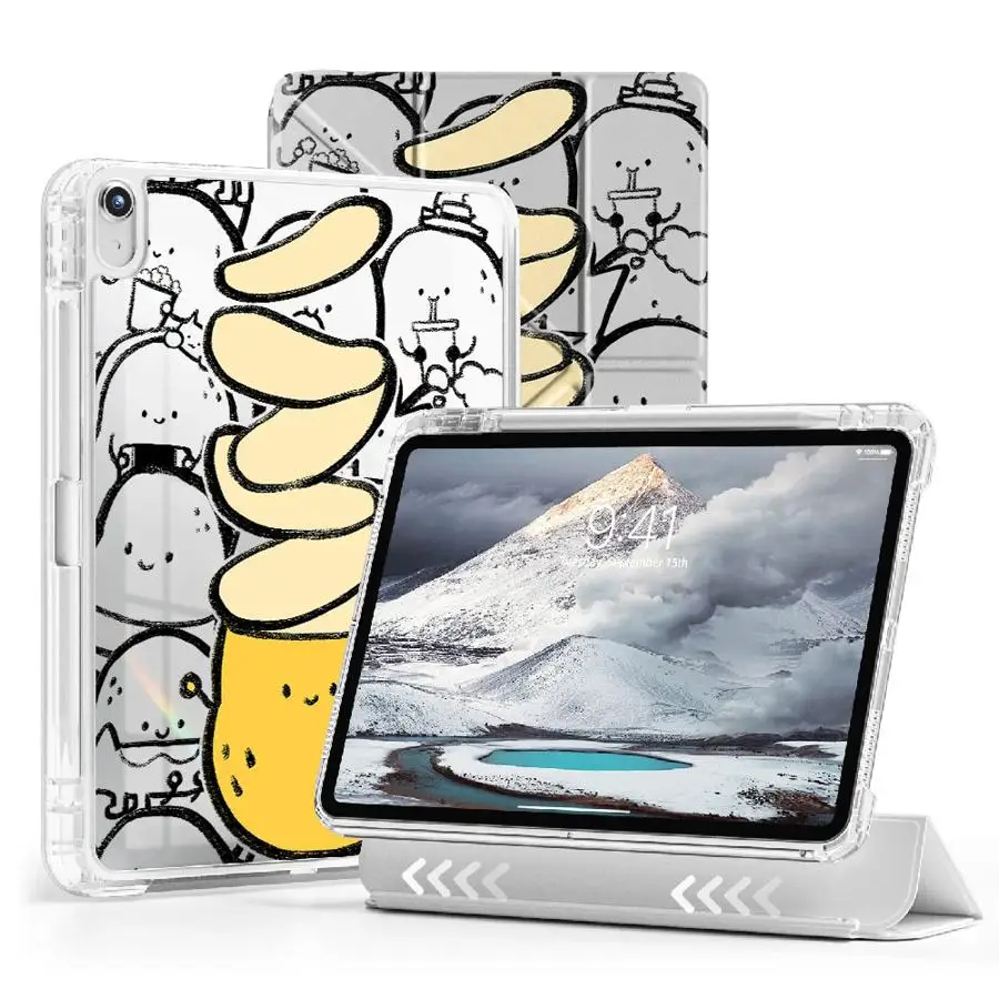 

Cartoon Potato Chips Holder Cover Tablet Case For iPad Pro 2025 Mini 6 7 Air 4 5 M3 M2 M4 11inch 11th 10th 9th 8th 7th 12.9inch