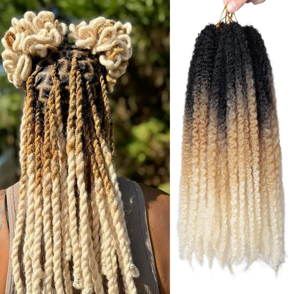 

1B/27/613 Synthetic Marley Hair 18 Inch Marley Twist Hair Afro Kinky Curly for Faux Locs Twist Hair Extensions 8strands/Pack