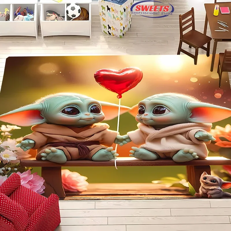 New Arrival ! Star Wars Baby Yoda Grogu Carpet, Living Room Bedroom Office Area Children's Room of Choice, Non-slip Washable Mat