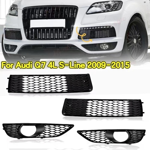 Cubierta de luces antiniebla para coche, parrilla para Audi Q7 4L s-line 2009 2010 2011-2015, rejillas de luz antiniebla, accesorios de marco de faro de parrilla de carreras