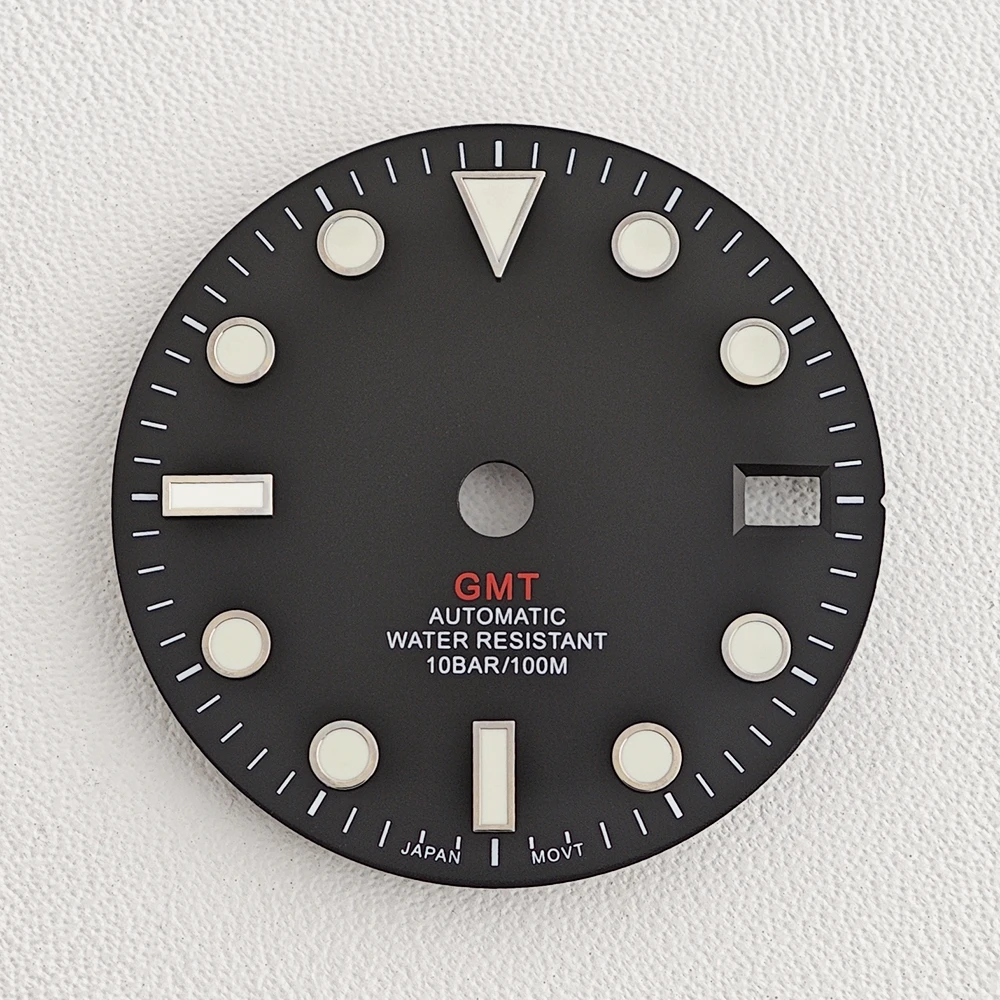 28.5mm NH34 NH35 Dial four Hands Green Luminous Watch Dial Face Custom Logo for NH34 NH35 NH36 Movement Replacement Watch Part