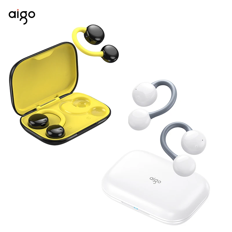 Aigo Ear Clip Wireless Bluetooth Headset Bone Conduction Sports Long Endurance Earphone Bluetooth 5.3 Noise Reduction Headphone