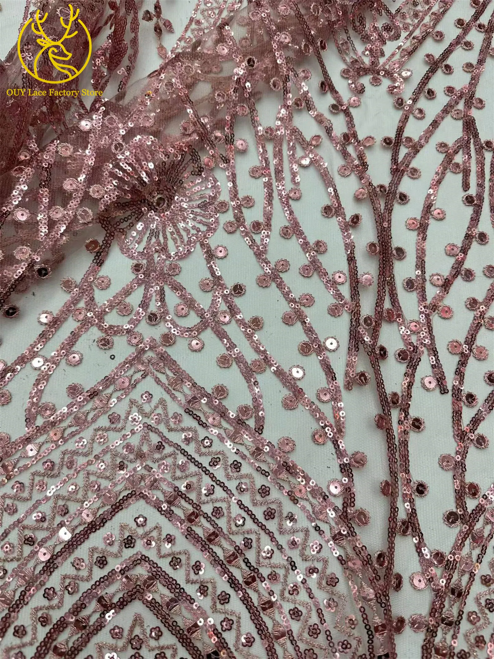 5 Yards Brauner Afrikanischer Spitzenstoff 2026 Nigerianische Pailletten Perlen Hochzeitsdekoration Tüll-Spitzenstoff Braut Partykleid Nähen – Detail 23