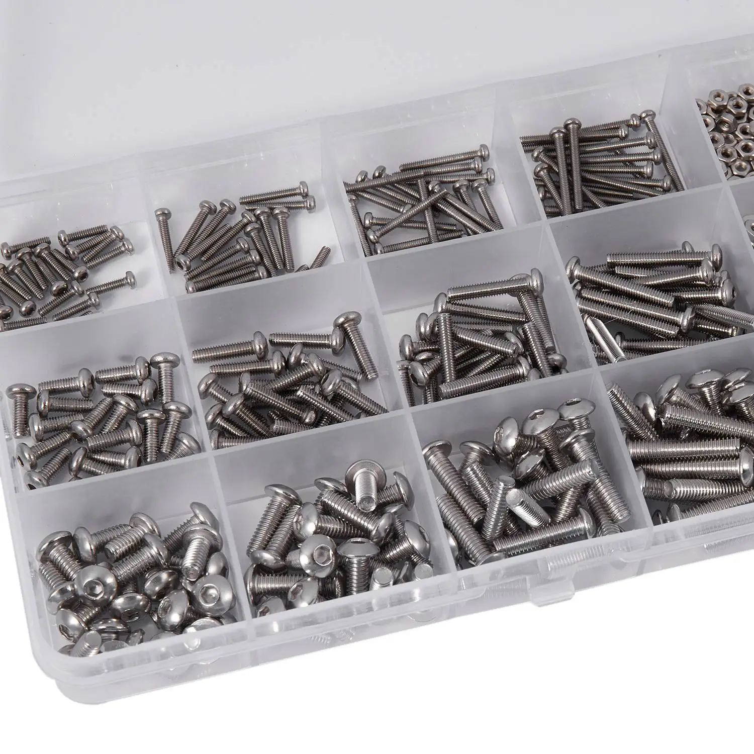 [NEWA64Z!】 480Pcs Button Head 12 Sizes Screw And Nuts Kit,M2 M3 Steel Assorted Hex Socket Head Cap Bolts Screws Nuts Assortme