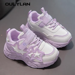 Girls Sports Shoes Spring Breathable Fashionable Sneakers Children Student Leather Small White Shoes PVC Casual Trendy Shoe