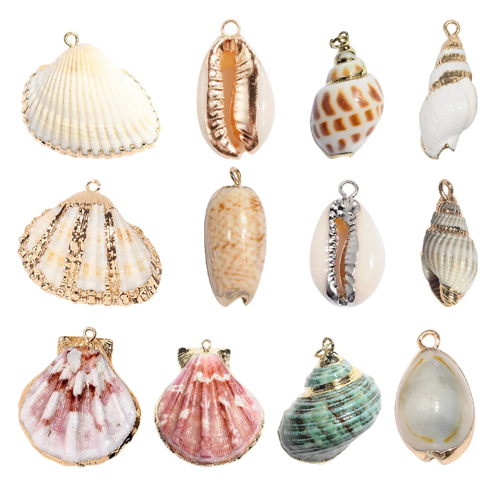 12pcs Shells Jewelry Accessories DIY Natural Shells Manual Jewelry Accessories(Mixed) Shell Jewelry Parts