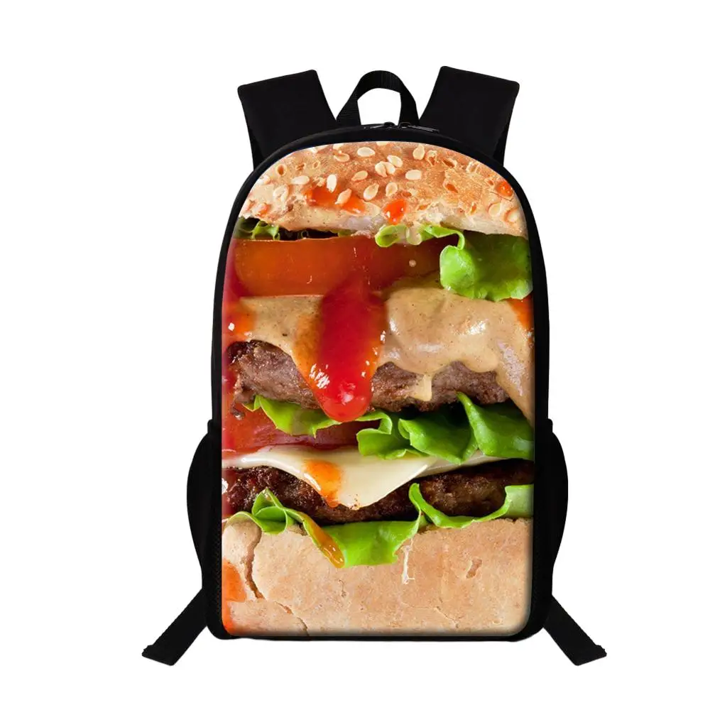 Mochila multifuncional con estampado de hamburguesa para Niño, Niña y Adolescente, mochila escolar para jardín de infantes, Cola, Pizza, hamburguesa