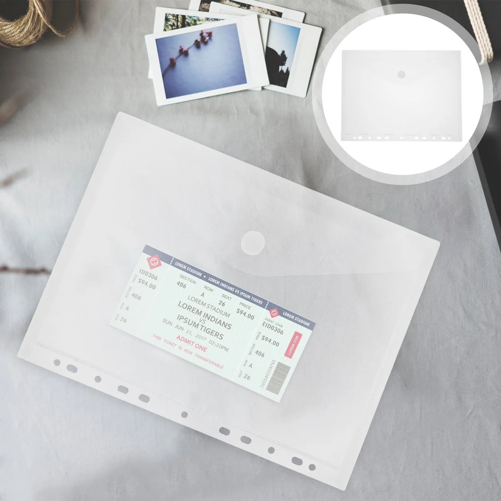 

4Pcs Document Holder Folder Transparent Sticker Button File Pockets Plastic Document Storage Organizer Office Supplies