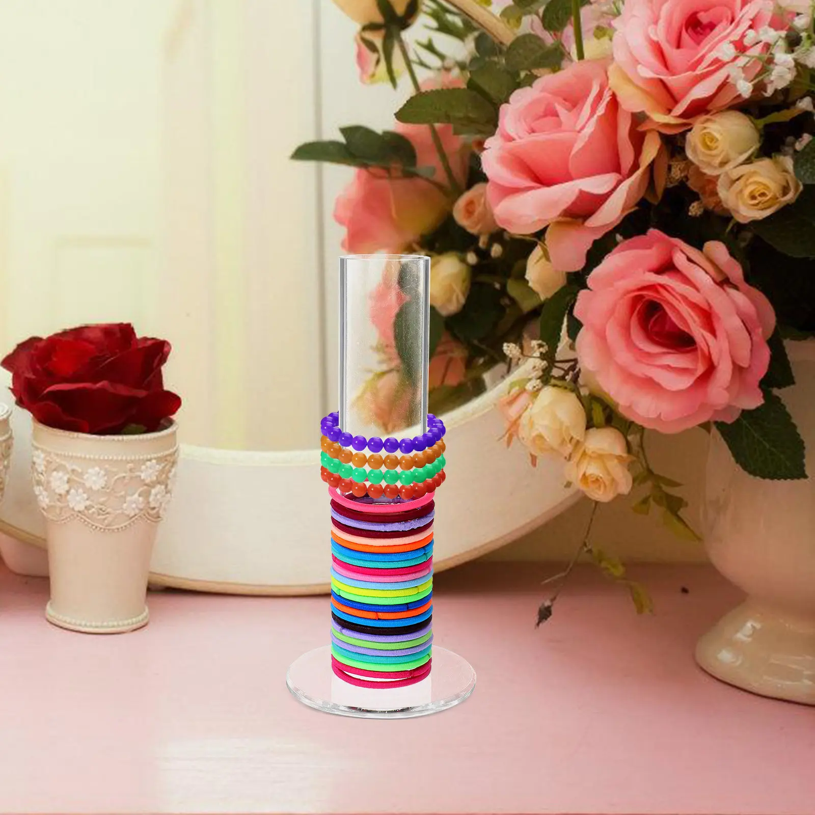 

Acrylic Scrunchie Holder Stand Clear Transparent Scrunchy Tower Hair Tie Organizer Jewelry Bracelet Display Scrunchie Holder