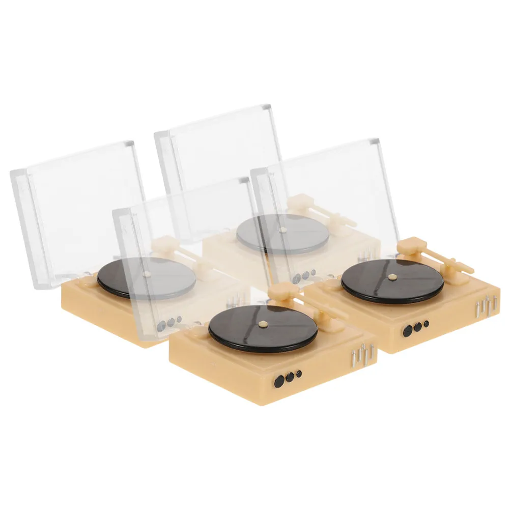 4Pcs Miniature Cd Player Compact Design DIY Miniature Furniture Accessories for Dollhouse Living Bedroom Scenes