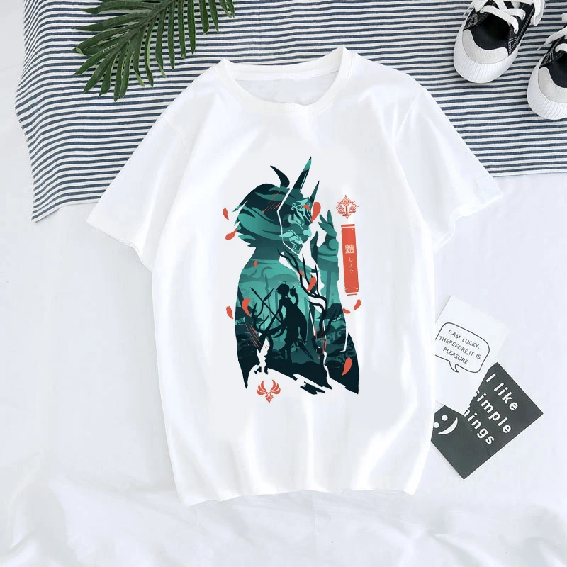 Genshin Impact Women T Shirt Hot Game Graphic Tees Unisex Kawaii Summer T-shirt Female Harajuku Cartoon Hu Tao Y2k Clothes Tops