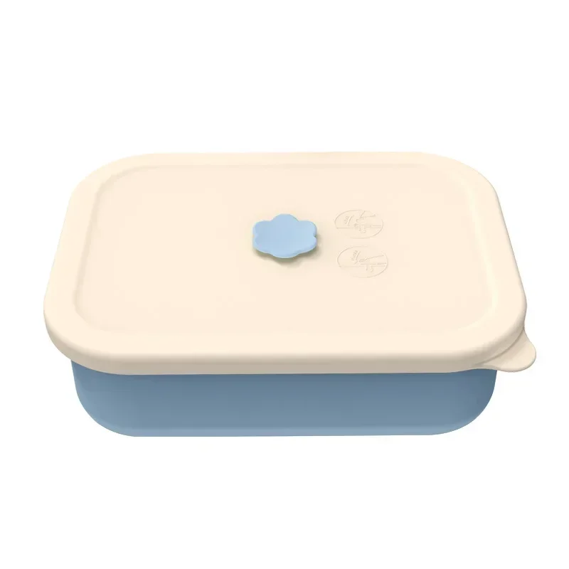 1x Bento Box Food Grade Silicone Lunch Box with 4 Compartment,Leakproof Lunch Container Microwave Safe,Food Storage Lunchbox