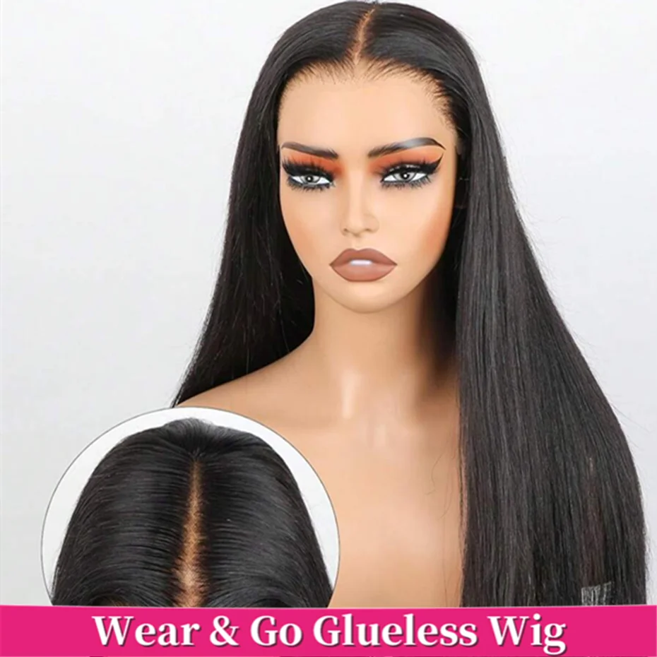 

Wear Go Glueless Straight Human Hair Wig 6x4 5×5 Lace Closure Wig PrePlucked Hairline Pre Cut Human Hair Wigs For Black Women