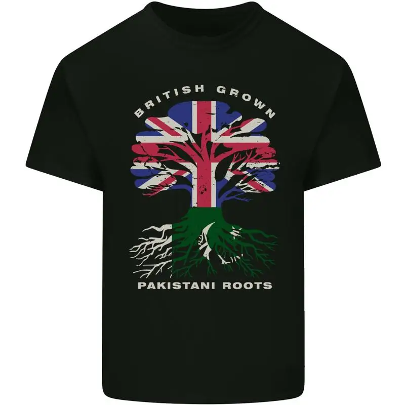 British Grown Pakistan Roots Flag Mens Light Cotton T-Shirt
