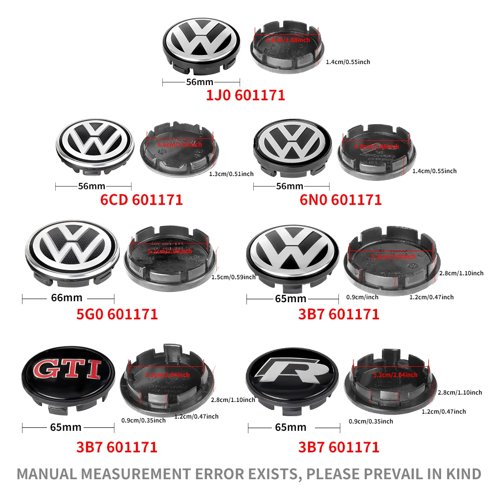 For Volkswagen VW R GTI Golf 4 Motion Polo Beetle Passat Tiguan T-ROC 56/65/66mm Car Badge Wheel Center Cover Hubcaps Decoration