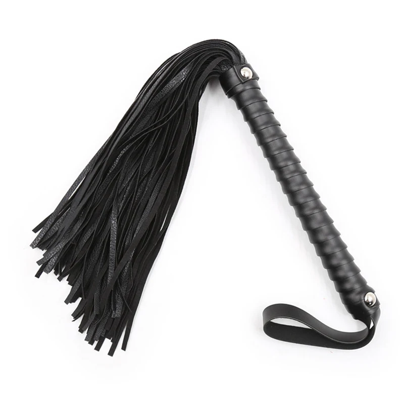 48.5cm pegangan Spiral kulit rumbai kuda cambuk naik Crop Flogger Paddle Slapper kuda pelatihan Dressage cambuk