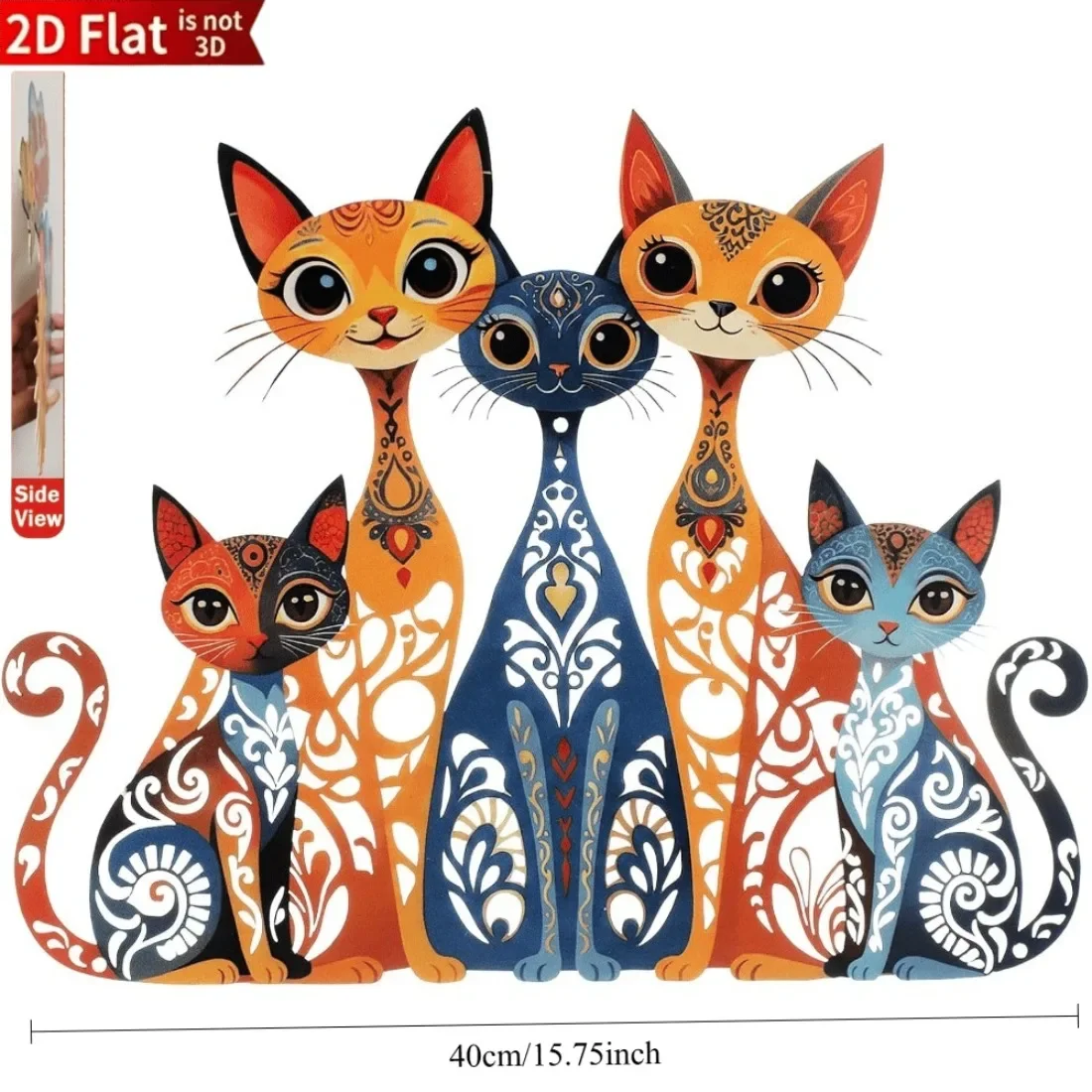 CIFBUY 1pc 2D Flat Medieval Vintage Tuxedo Cat Metal Wall Sign,Colorful Stylish Decor UV Print Waterproof Rustproof