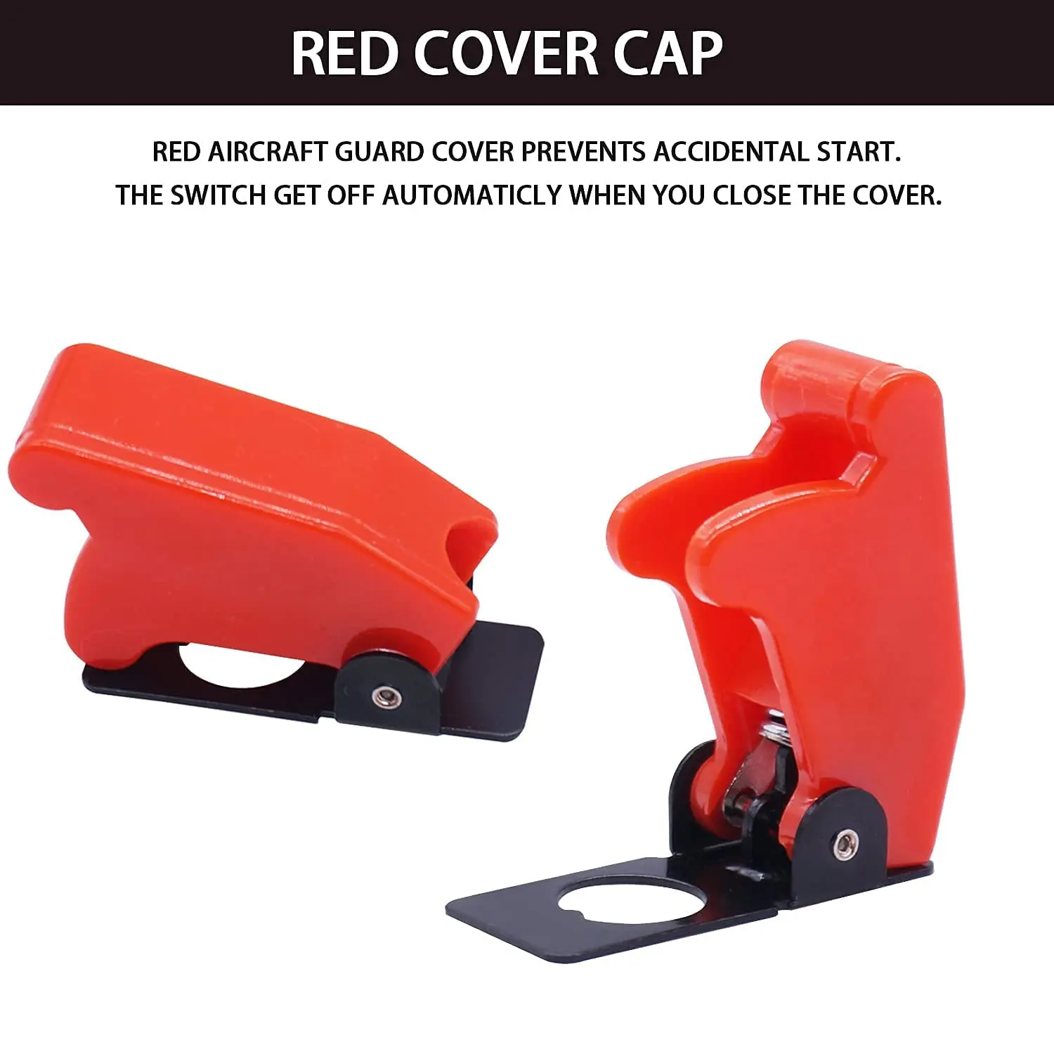 3PCS 12V Heavy Duty Rocker Toggle Switch 10A/125V SPST ON/Off 2Pin with Red Aircraft Safety Cover