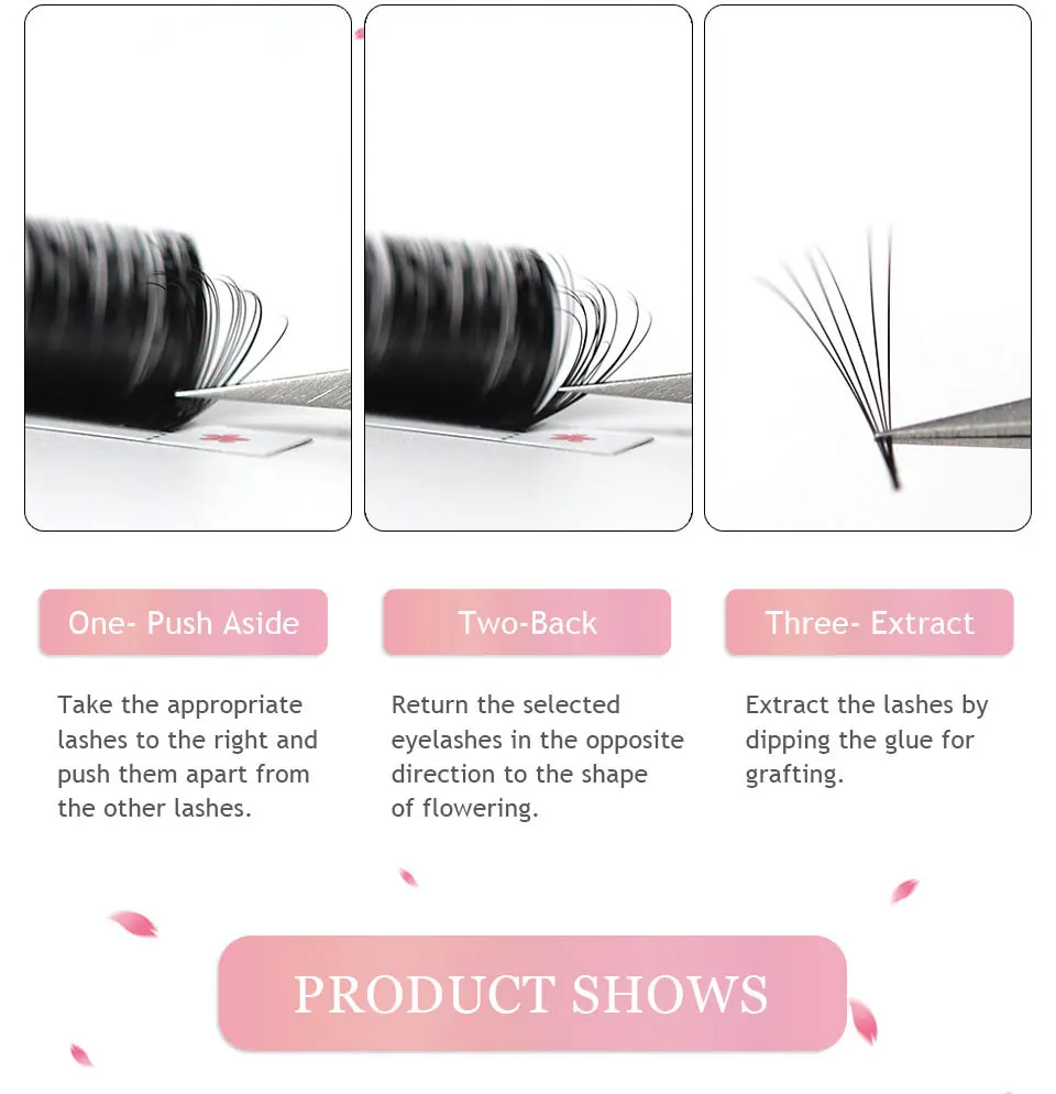 AGUUD Easy Fan Lashes Matte Dark Black Volume Extension 8-15mm Mix Mega Wimpern Blooming Fans Wimpernverlängerung Make-up Cilios – Detail 10