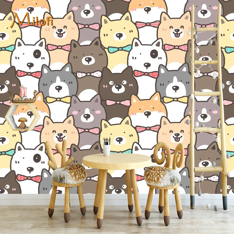 Milofi Customized Infinite Splice Pattern Kawaii Cute Cat Cartoon Animal Background Wallpaper Mural Home Decoration Painting