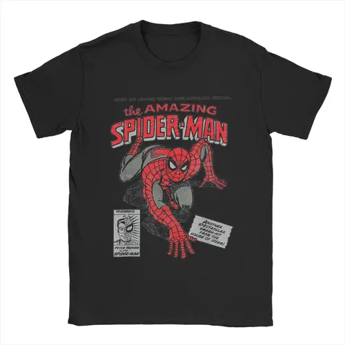 Imagen 1 del producto Camisetas creativas de Spiderman para hombres, camisa de cuello redondo, 100% algodón, Retro, cómic, película, regalo de cumpleaños