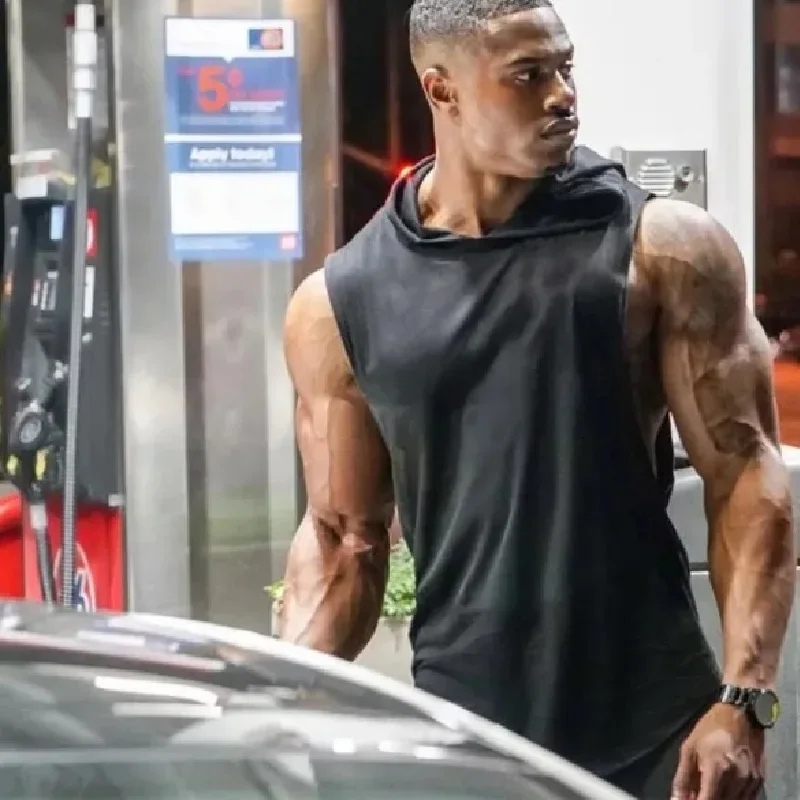 

Solid Color 2023 Brand New Men's Tank Tops Vest Sleeveless Tees For Male Hooded Man Vests Tops Hip Hop Men Tank Top T shirt