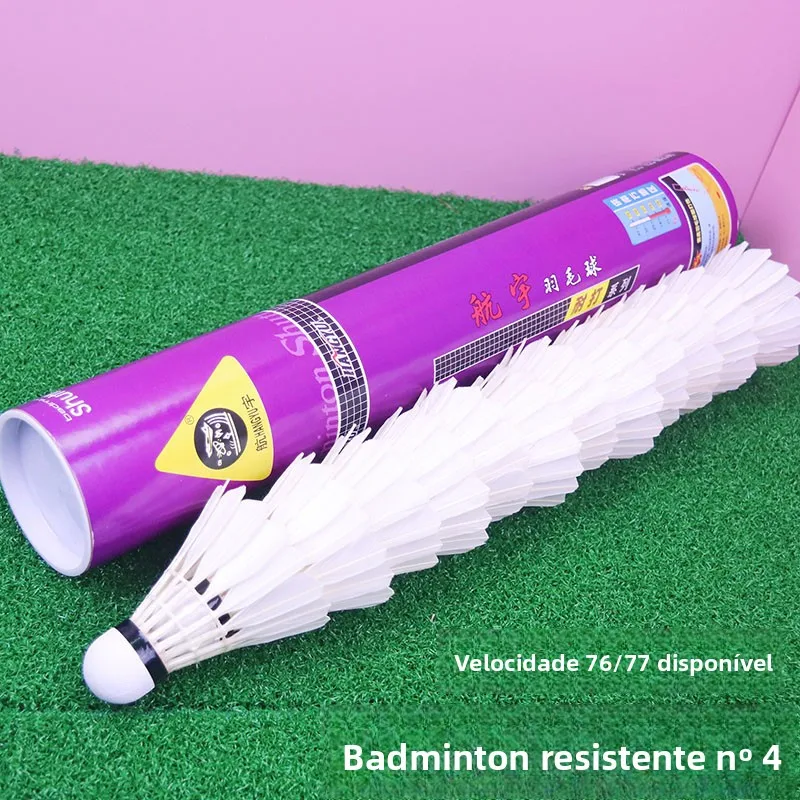 huangyu-badminton-shuttlecocks-12-pcs-set-indoor-outdoor-training-durable-yolk-goose-feathers-medium-hardwood-shafts