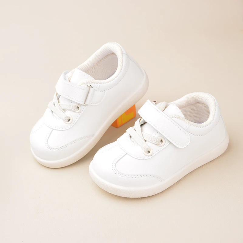 Boys Easy to Run Wear-proof Fashionable Sneakers Girls  Simple Design Adorable Presentable Small Leather Shoes EK9S51 EK9S58