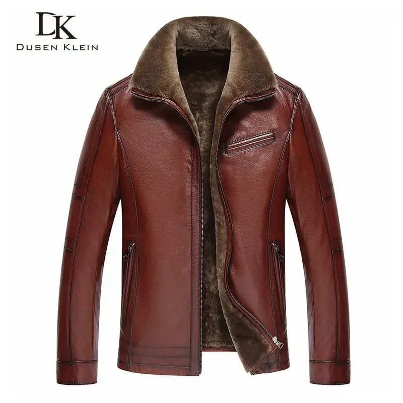 Men Real Leather jackets Brand 2019 New Men Wool Liner Winter Warm Coats Luxury Male Cow leather Outerwear 178101