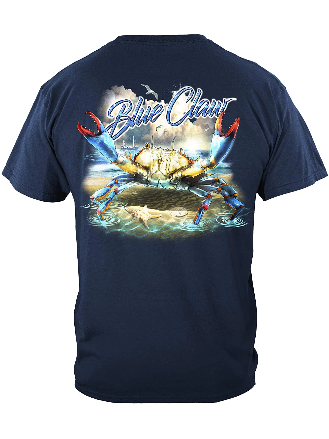 Unique Blue Claw Crab Printed Fashion Fisherman Angler Gift T-Shirt Summer Cotton O-Neck Short Sleeve Mens T Shirt New S-3XL