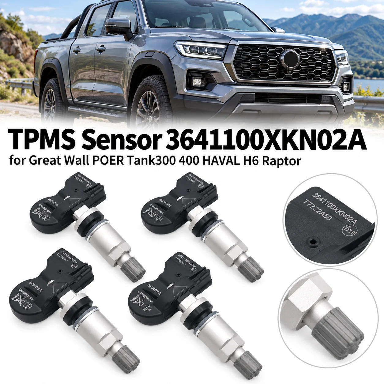 1/4PC NEW TPMS Tire Tyre Pressure Monitoring Sensor 3641100XKN02A For Great Wall POER Tank300 Tank400 For HAVAL H6 Raptor 433MHZ