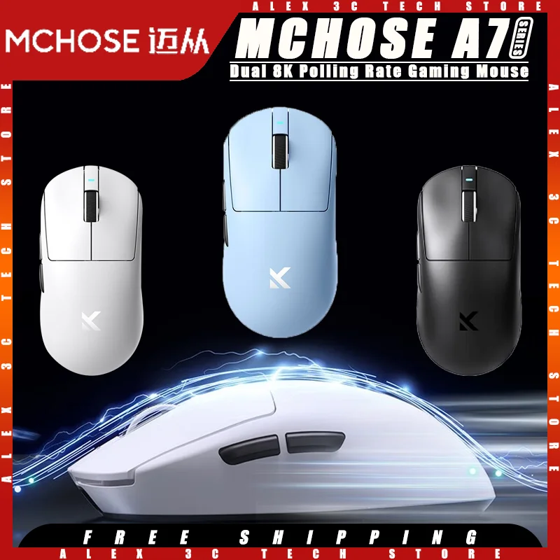 

Игровая мышь mchoose A7, беспроводная геймерская мышь Paw3395 с тройным режимом, эргономичная легкая игровая мышь на заказ, ПК, оригинальный подарок